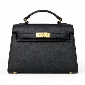 TU.LX GRACE KELLY Black Top-Handle Bag with Crossbody Strap, Brand New